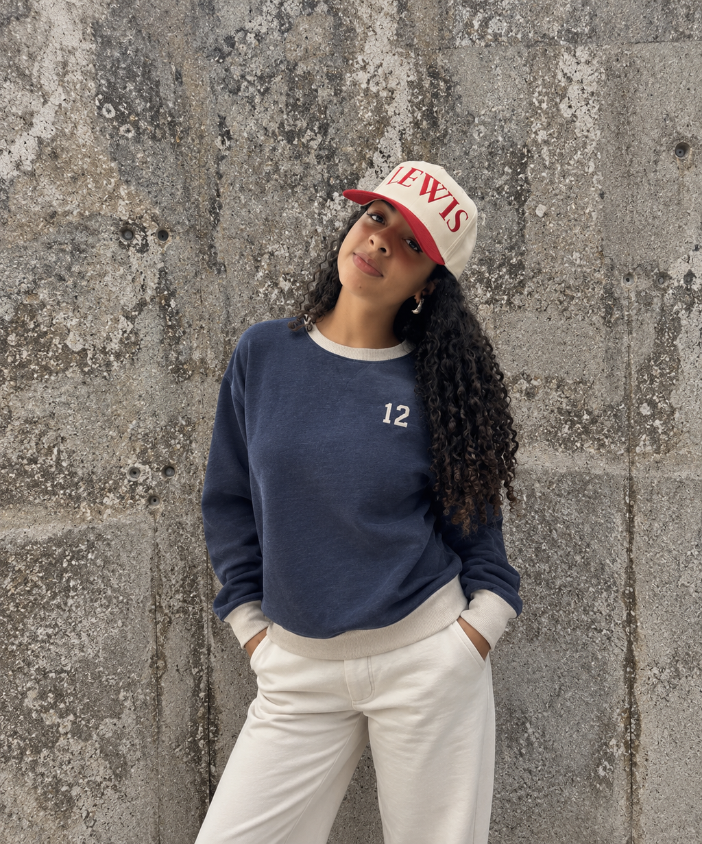 Navy Varsity Knit Sweater